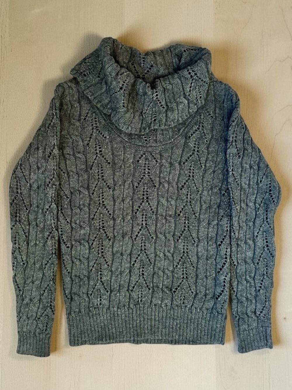 Tommy Hilfiger Gray Cable Knit Cowl Neck Sweater Size M